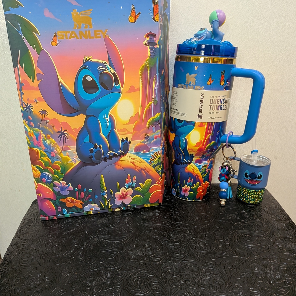 Stanley Blue and Multicolor Stitch Tumbler Set